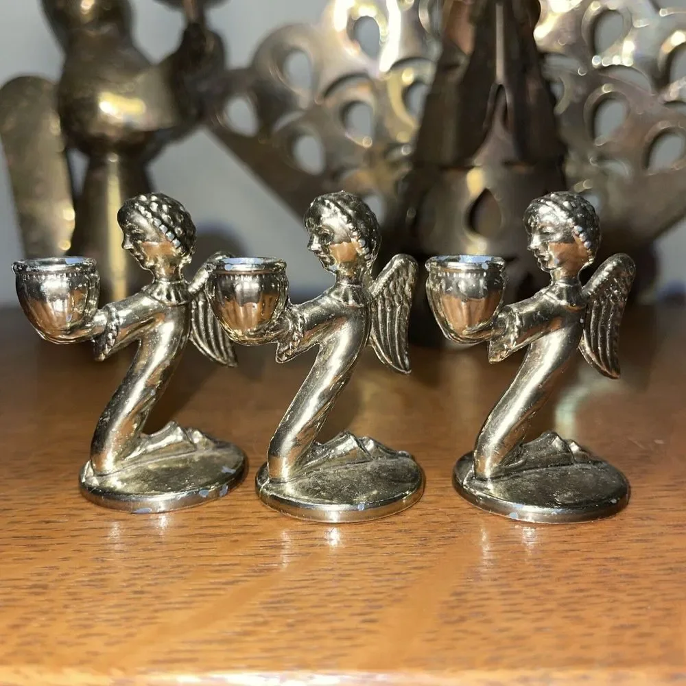 Vintage Brass and‎ Copper Angel Candlestick Holder 4